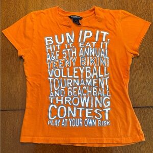 Abercrombie & Fitch Orange Graphic Tee, A&F T-shirt, Y2K Millennial Fashion